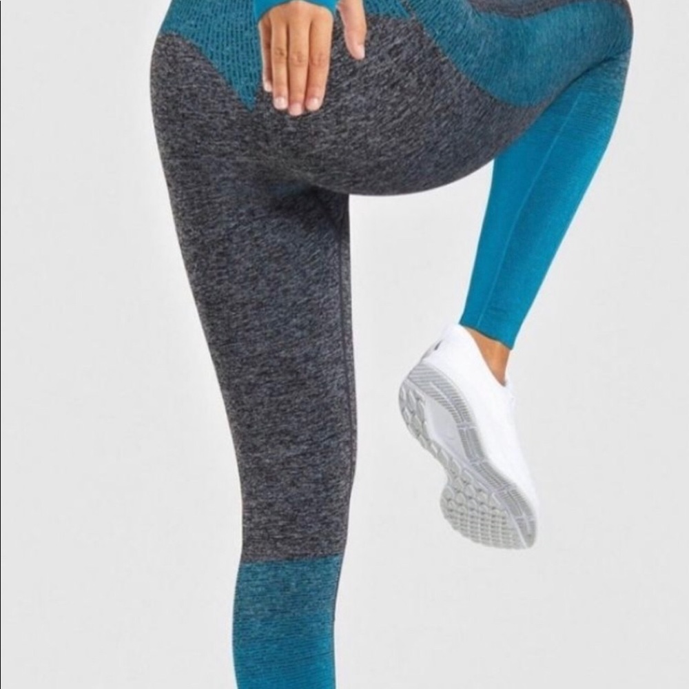 GYMSHARK amplify seamless leggings teal and grey